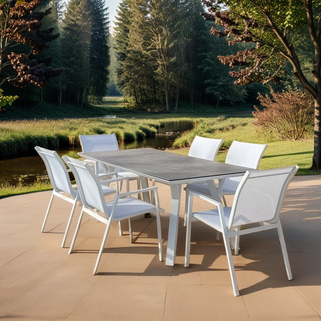 Comedor Girasol + 6 Sillones Tulipán blanco